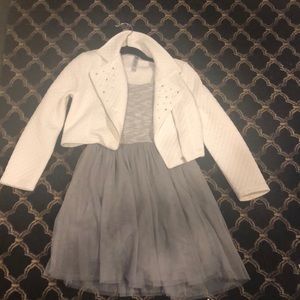 BEAUTEES Gray Dress WITH White Cropped Jacket